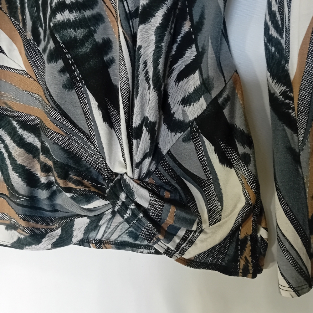 Laura New York Animal Print Women's Top - Black, Gray, Brown - Picture 3 of 5
